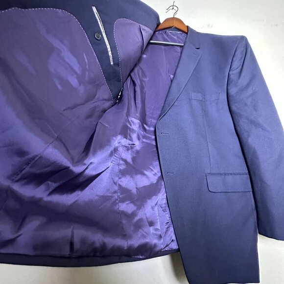 Jack Victor Men Navy Blazer Canada Exclusive Von Maur Size 44R Wool Silk Blend - Picture 3 of 16